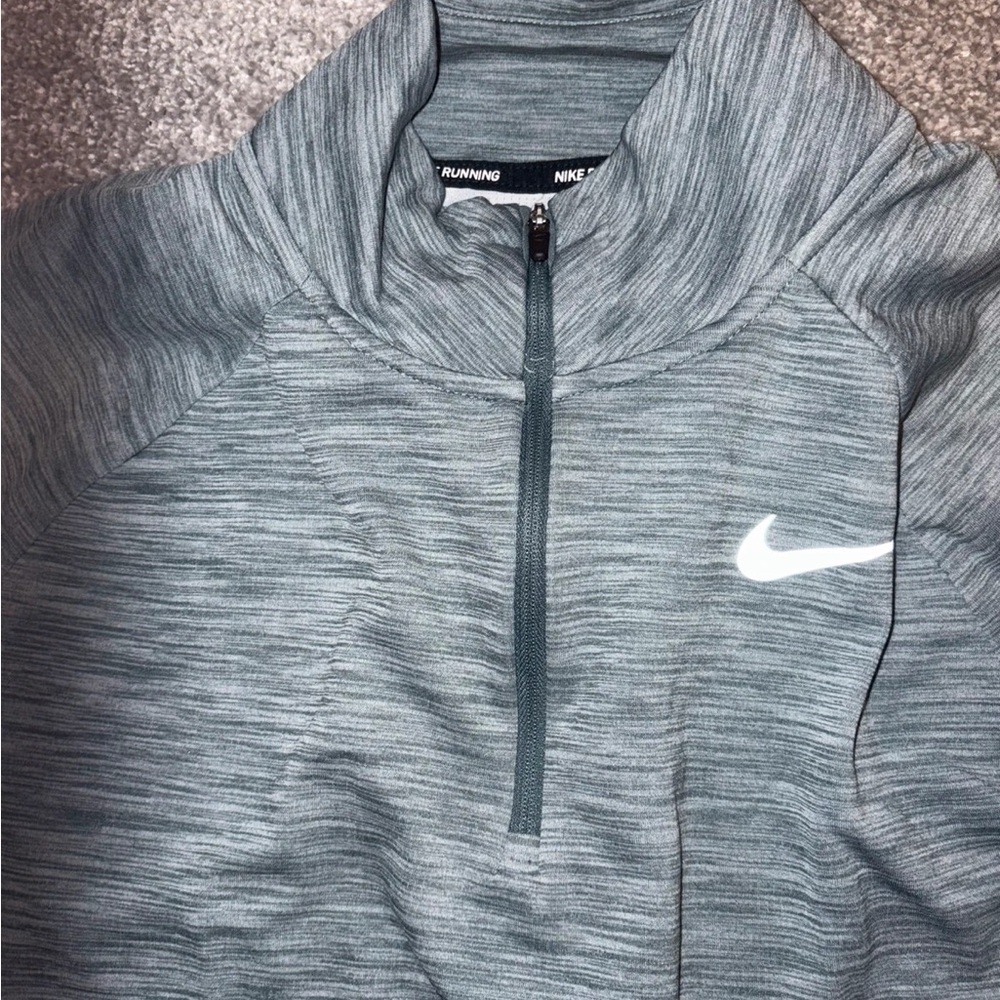 Nike Men's Heathered Gray Zip-Up Sweater - Picture 3 of 4